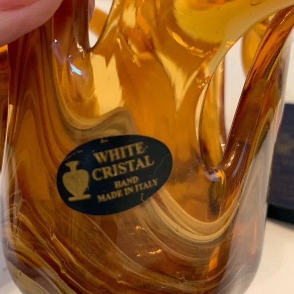 Handmade Small Glass Sculptured Bowl by White Crystal and Marked Made in Italy - Picture 5 of 15